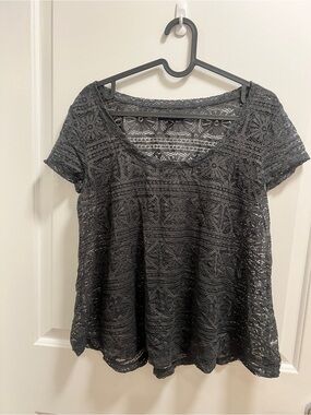 American Eagle Outfitters Black Lace Scoop Neck Tunic